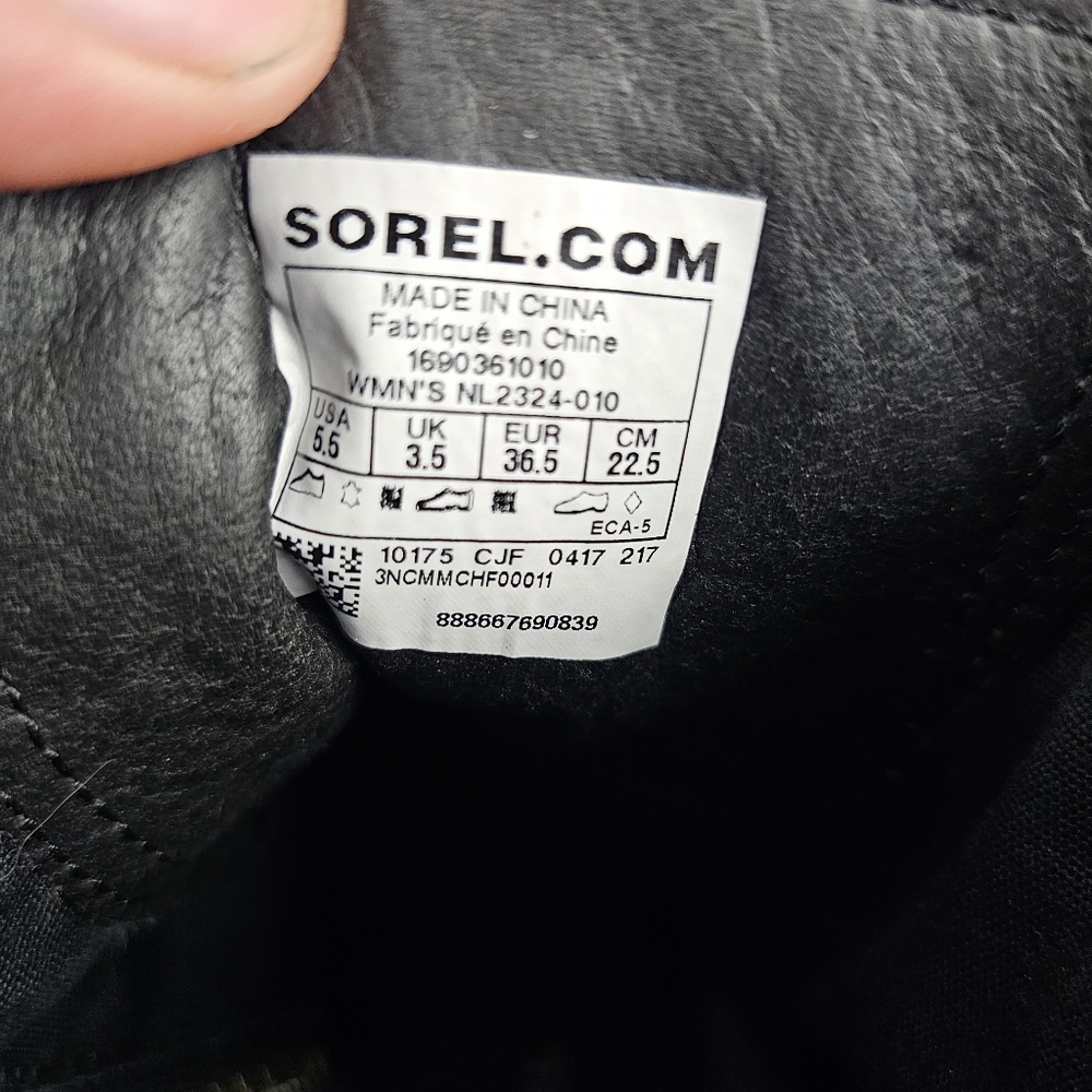 Sorel Womens Major Carly Winter Boots Black Gray Leather NL2324-010 Mid Calf 5.5 - Picture 9 of 9
